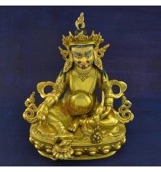 Hand Craved 11" Yellow Dzambhala Statue From Patan, Nepal.