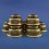 Oxidized Copper Alloy Gold Gilded Finely Carved Tibetan 4" Offering Bowls Set