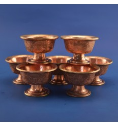 Finely Carved Copper Alloy with 4" Tibetan Buddhist Offering Bowls Set Nepal