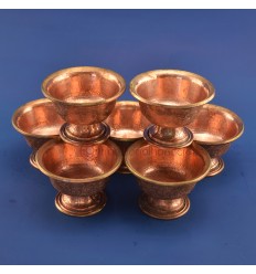 Finely Carved Copper Alloy with 4" Tibetan Buddhist Offering Bowls Set Nepal