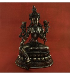 Fine Quality 15.5" Green Tara / Dolma Oxidized Copper Alloy Statue Patan, Nepal