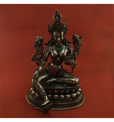 Fine Quality 15.5" Green Tara / Dolma Oxidized Copper Alloy Statue Patan, Nepal