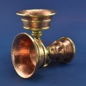 Fine Hand Carvings 4" Tibetan Buddhism Copper Alloy Brass Rings Butter Lamp Set