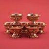 Finely Hand Carved Copper Alloy 2.5" Tibetan Buddhist Offering Bowls Set from Nepal