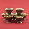 Oxidized Copper Alloy Silver Plated Finely Carved Tibetan 3.75" Offering Bowls Set