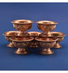 Finely Carved Copper Alloy with 3.25" Tibetan Buddhist Offering Bowls Set Nepal