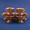 Finely Carved Copper Alloy with 3.25" Tibetan Buddhist Offering Bowls Set Nepal