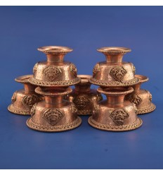 Finely Carved Copper Alloy with 3.25" Tibetan Buddhist Offering Bowls Set Nepal