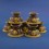 Gold Gilded Finely Carved Oxidized Copper Alloy Tibetan 3.25" Offering Bowls Set