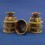 Gold Gilded Finely Carved Oxidized Copper Alloy Tibetan 3.25" Offering Bowls Set
