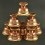 Hand Carved Copper Water 3" Offering Bowls Eight Bowls Set in Buddhist Altar Shrine