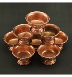 Hand Carved Copper Alloy 3.25" Offering Bowls Set -Tings Set of Eight  Set from Nepal