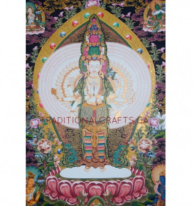 32.75" x 22.75" 1000 Armed Avalokiteshvara Thangka Painting