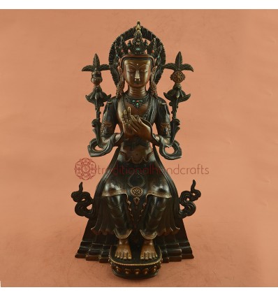 Oxidized Copper Alloy 15" Maitreya Buddha  Statue Patan, Nepal