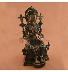 Oxidized Copper Alloy 15" Maitreya Buddha  Statue Patan, Nepal