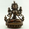 Fine Hand Carved 8.75" White Tara/Dolkar Oxidized Copper Statue From Patan, Nepal