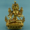 Fine Quality Hand Carved Gold Face Painted 8.5" White Tara Copper with Gold Gilded Statue From Patan, Nepal.