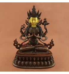 Fine Quality 15.25" Chenrezig Avalokiteshvara Copper Alloy with face painted Statue