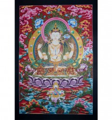 32.75" x 22.75" Chenrezig Thangka Painting