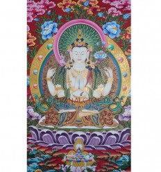 32.75" x 22.75" Chenrezig Thangka Painting