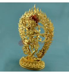 Fine Quality 15.75" Kurukulla / Dakini Gold Gilded Copper Statue Frm Patan Nepal