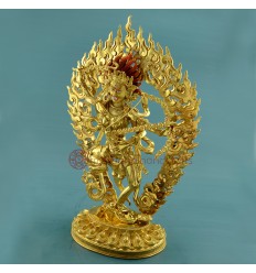Fine Quality 15.75" Kurukulla / Dakini Gold Gilded Copper Statue Frm Patan Nepal