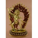 Hand Carved 16" Ekajati Dakini Gold Gilded Copper Statue from Patan, Nepal