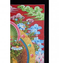 32.75" x 22.75" Manjushri Thangka Painting