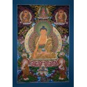 Fine Quality 42" x 29.25" Shakyamuni Buddha Tibetan Buddhist Thangka/Thanka Scroll Painting from Patan, Nepal