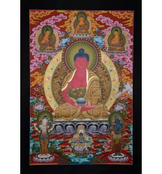 Fine Quality 42.25" x 29.25" Amitabha Buddha / Opame Gold Tibetan Buddhist Thangka Ritual Scroll Painting from Patan, Nepal