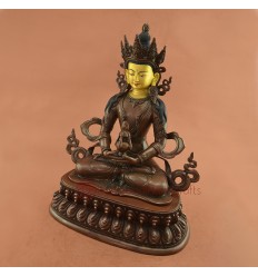 Fine Quality 13.75" Aparmita / Amitayus Oxidized Copper Alloy Statue Patan Nepal