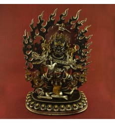 Finely Hand Carved 18.25” Safu or Panjarnata Mahakala Statue From Patan, Nepal.