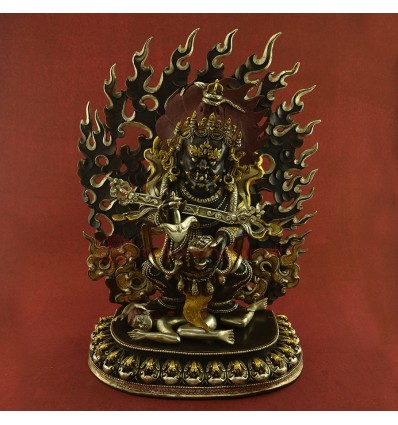 Finely Hand Carved 18.25” Safu or Panjarnata Mahakala Statue From Patan, Nepal.