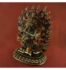 Finely Hand Carved 18.25” Safu or Panjarnata Mahakala Statue From Patan, Nepal.