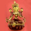 FINE QUALITY Hand Carved Gold Face Painted 24.75" Green Tara Copper Gold Gilded Statue from Patan, Nepal