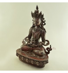 Fine Quality 14.25" Aparmita / Amitayus Oxidized Copper Alloy Statue Patan Nepal