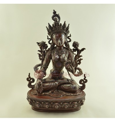 Fine Quality 15" White Tara / Dolkar Oxidized Copper Alloy Statue Patan, Nepal