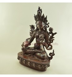Fine Quality 15" White Tara / Dolkar Oxidized Copper Alloy Statue Patan, Nepal