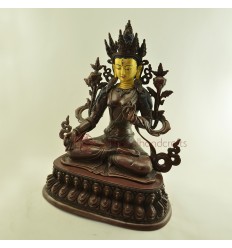 Fine Quality 15.5" White Tara / Dolkar Oxidized Copper Alloy Statue Patan, Nepal