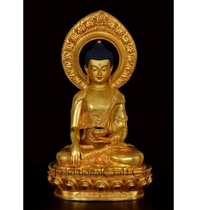 19" Shakyamuni Buddha Tomba Gold Gilded Antiquated Fine Quality Copper Statue From Patan, Nepal