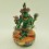 Fine Quality Gold Face Painted 9.5" Green Tara Colored Copper Statue From Patan