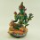 Fine Quality Gold Face Painted 9.5" Green Tara Colored Copper Statue From Patan