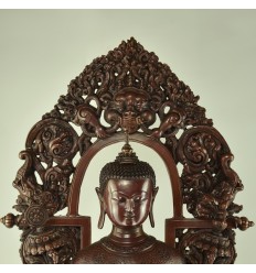 Finely Hand Carved 26" Maitreya Buddha Oxidized Copper Alloy Statue Patan, Nepal