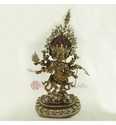 Fine Quality Handcrafted Oxidized 24.25" Akash Bhairabh  Copper Statue Patan