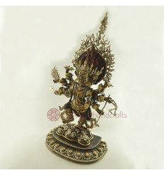 Fine Quality Handcrafted Oxidized 24.25" Akash Bhairabh  Copper Statue Patan