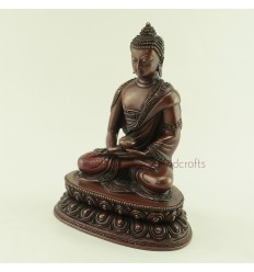 Tibetan Buddhism Oxidized Copper Alloy 7.5" Amitabha/Amida Opame Buddha Statue from Patan, Nepal