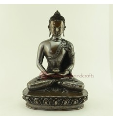 8.5" Amitabha/Amida Opame Buddha Oxidized Copper Alloy Statue from Patan, Nepal