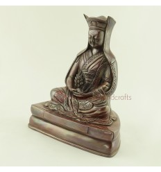 Fine Quality 8" Guru Gampopa Oxidized Copper Alloy Statue Patan Nepal