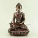 Oxidized Copper Alloy 7.25" Medicine Buddha / Menla Statue from Patan, Nepal