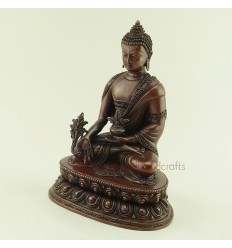 Oxidized Copper Alloy 7.5" Medicine Buddha / Menla Statue from Patan, Nepal